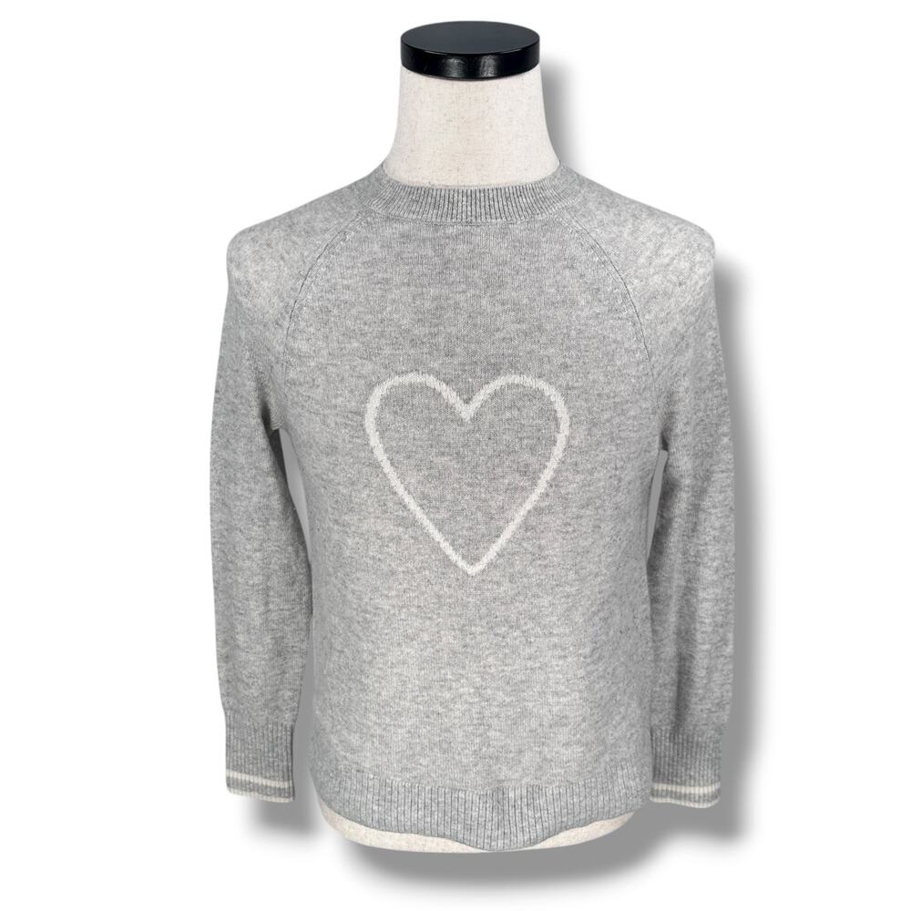 The White Label Company Heart Sweater Women's XS Heather Gray 100% Cashmere Knit
